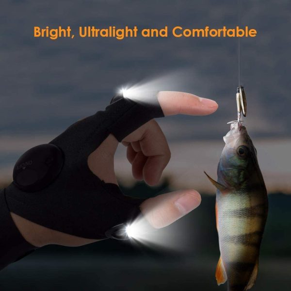 Father's Day Gifts Gloves with Lights - Gifts for Men Women Him Fishing Accessories LED Gloves Gadgets for Dad, Flashlight Lights Gloves for Walk the Dog | Repair | Working