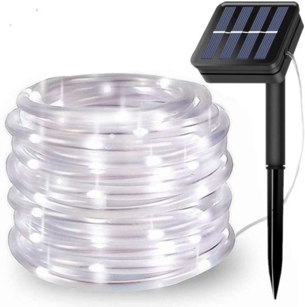 Solar String Lights Outdoor Rope Lights, 8 Modes 100 LED Solar Powered Outdoor Waterproof Tube Light Copper Wire Fairy Lights for Garden Fence Patio Yard Party Wedding Decor (Cool White) - Image 5