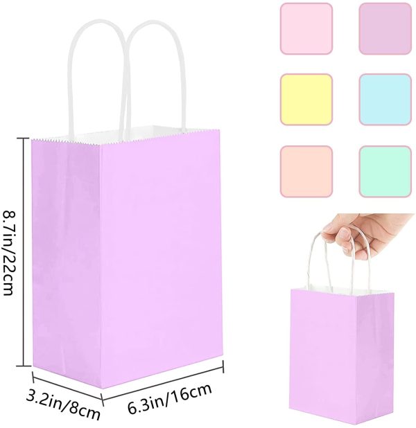 OWill 10pcs Party Bags(160×80×220mm),Gift Bags Macarons Solid Color Kraft Paper Bags with Handles Candy Bags Small Birthday Celebration Paper Bags