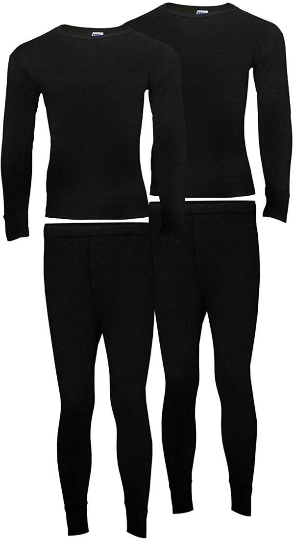 Heat Stoke®??Pack of 2 mens Thermals Set Long Johns Trouser Warm Base Layer Black Charcoal White S,M,L,XL,XXL