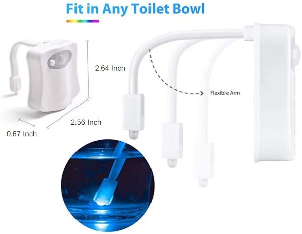 Motion Sensor Toilet Night Light Home Toilet Light Bathroom Body Motion Sensor Toilet Bowl Seat Light Lamp 8-Color Changes Internal Memory Light Detection (1 Pack)