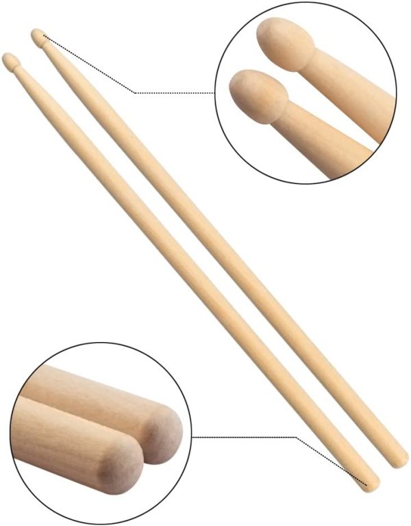 SINBLUE Drum Sticks Brush Set - 1 Pair 5A Maple Wood Drum Sticks 1 Pair Drum Wire Brushes Retractable Drum Stick Brush and 1 Pair Rods Drum Sticks with Storage Bag for Jazz Acoustic Music Lover Gift - Image 2