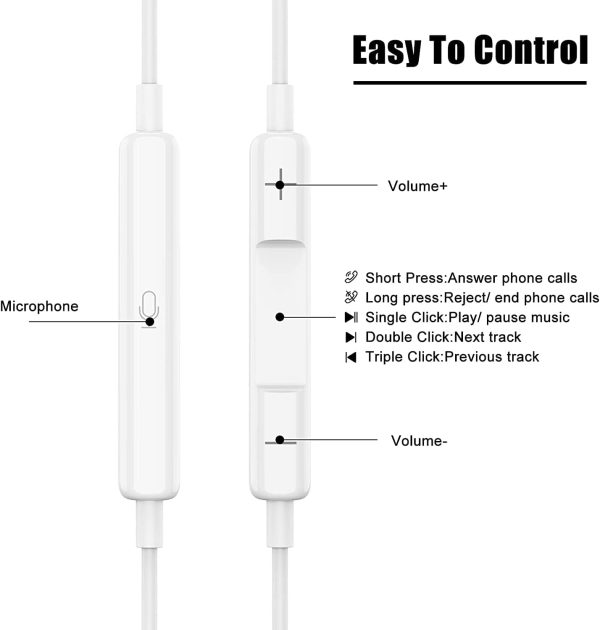 Earphones, JKSWT Wired Earbuds with Microphone and Volume Control, Lightweight In-Ear Headphones Compatible with Most 3.5mm Devices Jack - Image 2