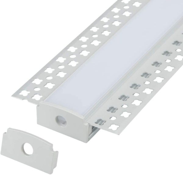 Plaster-in LED Aluminum Profile 6-Pack 3.3ft/1m with Flange for LED Strip, Drywall Aluminum Channel with Clip-in Diffuser and End Caps - Image 7