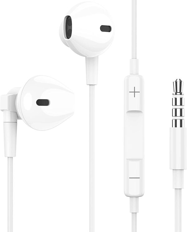 Earphones, JKSWT Wired Earbuds with Microphone and Volume Control, Lightweight In-Ear Headphones Compatible with Most 3.5mm Devices Jack