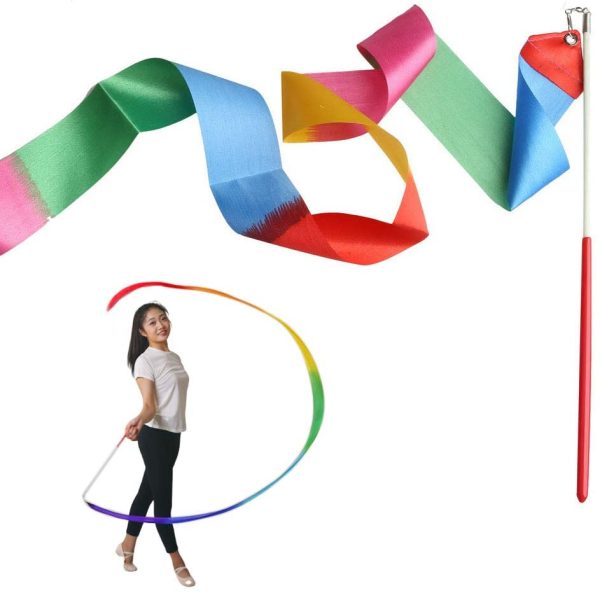 kuou 2 Pieces Dance Ribbons, Gymnastic Ribbon for Kids Dancing Streamers Rhythmic with a Twirling Rod Streamer Baton Art - Image 8