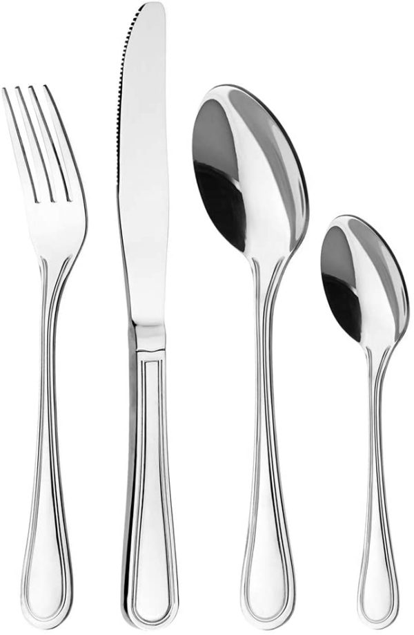 Cutlery Set for 4 People, 16 Pieces - Otto Koning Frankfurt- Stainless Steel Flatware Set, Mirror Polished. Silverware Set with Spoon Knife and Fork. Classic & Simple Design