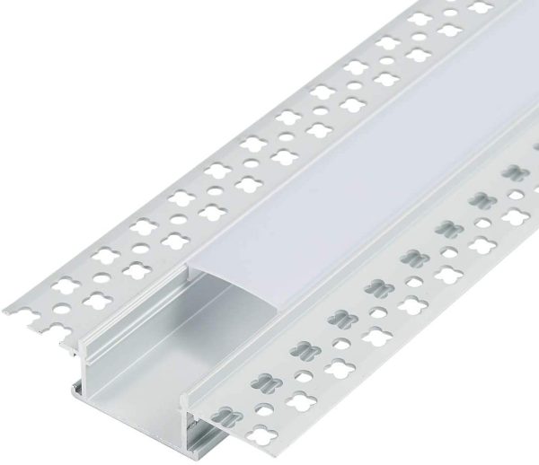 Plaster-in LED Aluminum Profile 6-Pack 3.3ft/1m with Flange for LED Strip, Drywall Aluminum Channel with Clip-in Diffuser and End Caps - Image 5