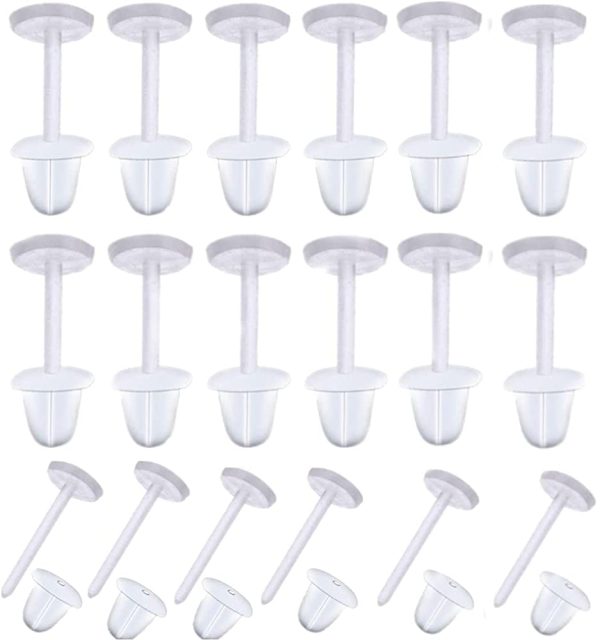 Voarge Plastic Earrings, 50 Pair Posts Clear Pins Back Rubber Eardrop Backs, Pins Rubber Earring Safety Backs Clear Earring Backs Stoppers Percings for School, DIY Jewelry Making Earrings Findings - Image 7