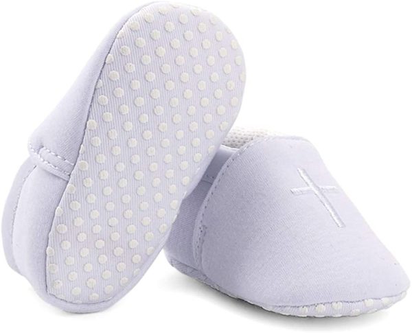 LACOFIA Baby Christening Shoes Infant Boys Girls Baptism Crib Shoes Soft Sole Prewalkers White - Image 3