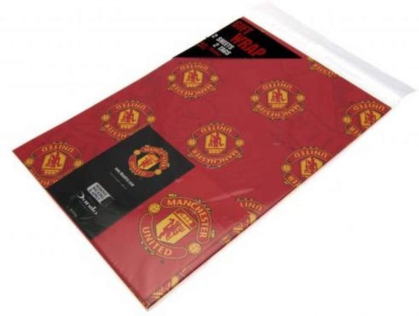 Official Manchester United FC Gift Wrapping Paper - 2 Sheets & 2 Tags