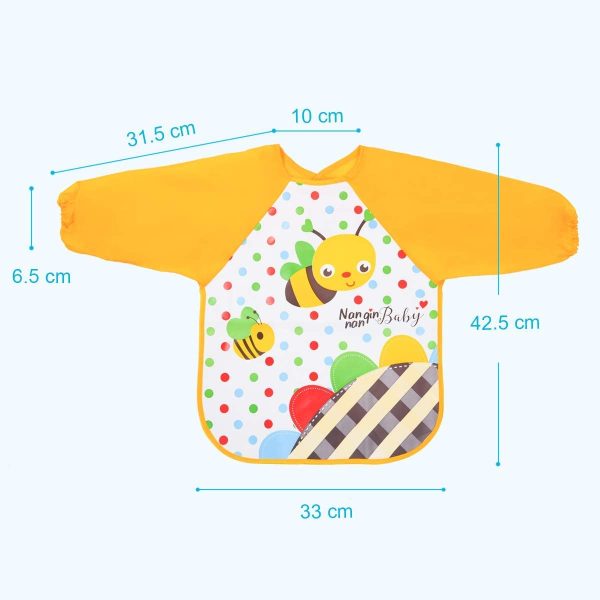 Vicloon Bibs with Sleeves, 4 Pcs EVA Baby Bib Waterproof Long Sleeve Bib Unisex Feeding Bibs Apron Lovely Cute Cartoon Bibs for Infant Toddler 6 Months to 3 Years Old - Image 3