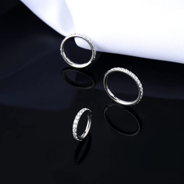 OUFER 16G 14G 6/8/10/12mm Cartilage Earring Hoop Stainless Steel CZ Line Helix Earring Hoop Daith Earring Piercings Jewellery - Image 6