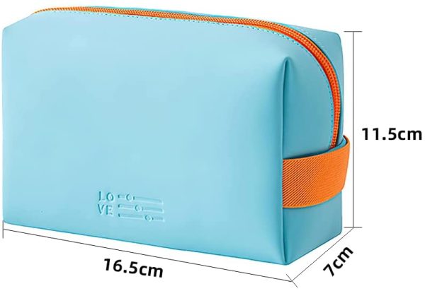 Aussido Makeup Bags Organiser for Travel Waterproof Toiletry Bags with Elastic Handle , Zipper and Inside Pocket Cosmetic Bags for Women and Girls(Blue) - Image 4