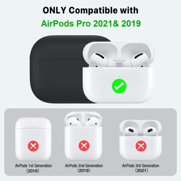 Liquid Silicone Case for AirPods Pro 2019, Triple Layer Hybrid Protective Hard Case Shockproof Cover Compatible with Apple AirPods Pro By miracase MOVING LIFE (Black) - Image 7