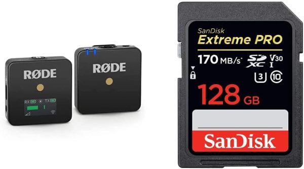 R?DE Wireless GO Ultra-compact Wireless Microphone System with Built-in Microphone ?C  & SanDisk Extreme PRO 128GB SDXC Memory Card up to 170MB/s, UHS-1, Class 10, U3, V30 - Image 3