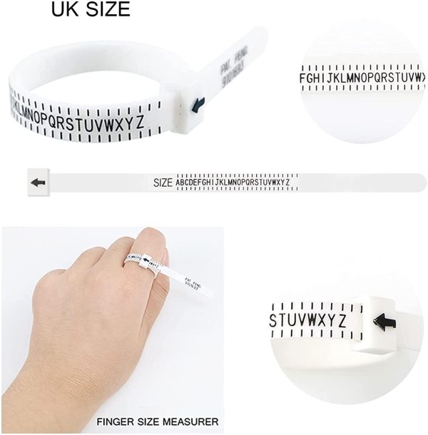 Ring Sizer Gauge Set UK A-Z US Finger Size Measurer Sizing Belt Measurement Scales Kit Tools for Measuring Rings Diameters Wedding Women Men Kids Plastic - Image 6