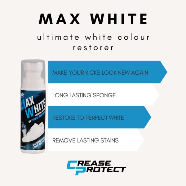 Max White - Premium Shoe Whitener - White Colour Restorer For sneakers, canvas & leather shoes - By Crease Protect