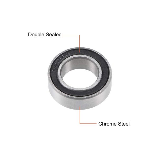 sourcing map 6801-2RS Deep Groove Ball Bearing 12x21x5mm Double Sealed Chrome Steel Bearings