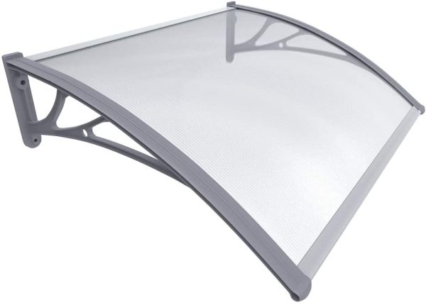 Front Door Canopy Outdoor Awning, Rain Shelter for Back Door, Porch, Window, 100 x 80 cm, Grey - Image 6