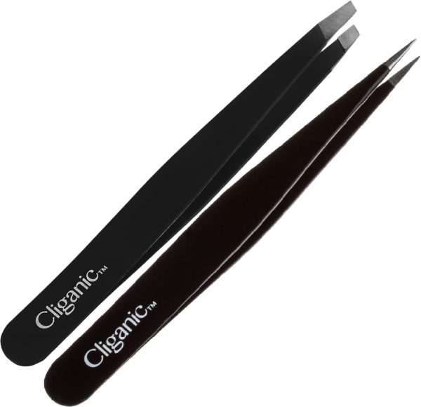 Eyebrow Tweezers Set: Slant & Point Precision Tip | Stainless Steel, for Men & Women |  90 Days Warranty - Image 4