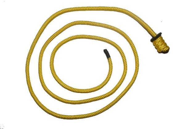 English Made Falconry Button Rope Leash with Leather Washer Large Orange 1 metre long & 6mm Thick - Image 3