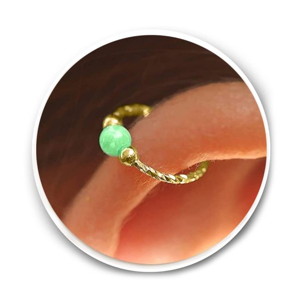 Cartilage Hoop Earring - 20G Gold Filled helix piercing earring - green opal cartilage earring, gold cartilage hoop piercing - Image 6