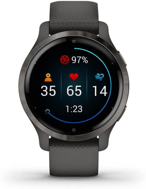 Garmin Venu 2S Smaller-sized GPS smartwatch with all-day health monitoring, Slate Bezel with Graphite Case and Silicone Band - Image 2