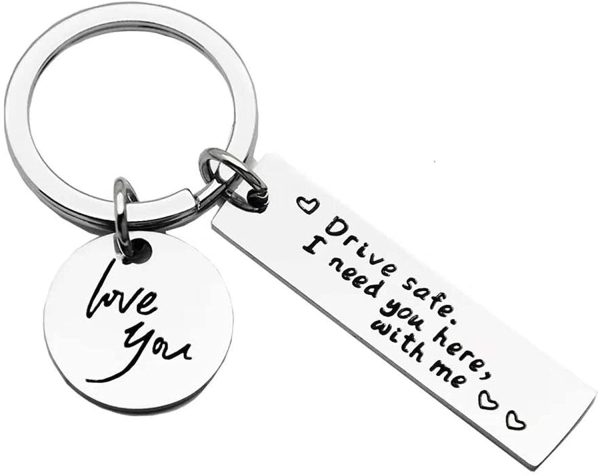 Drive Safe Keychain Gift Drive Safe I Need You Here with Me, Drive Safe Keyring for Boyfriend Father Mother Birthday Gift Keychain, ,Valentine's Day Gift Keychain with Gift Box