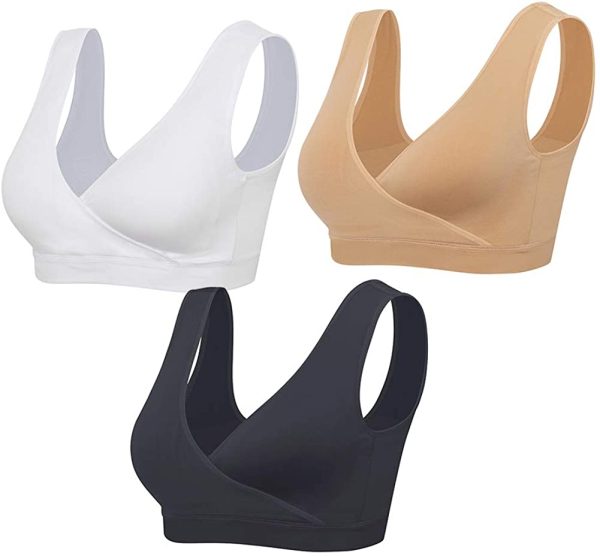 Lemef Nursing Sleep Bras Wirefree Maternity Breastfeeding Bras 3 Pack