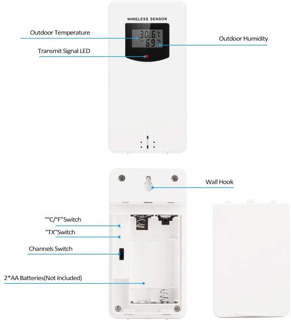 Kalawen Weather Station with Outdoor Indoor Sensor, MSF Wireless Digital Alarm Clock, Barometer, Temperature, Humidity Monitor, Weather Forecast for Home Garden - Image 3
