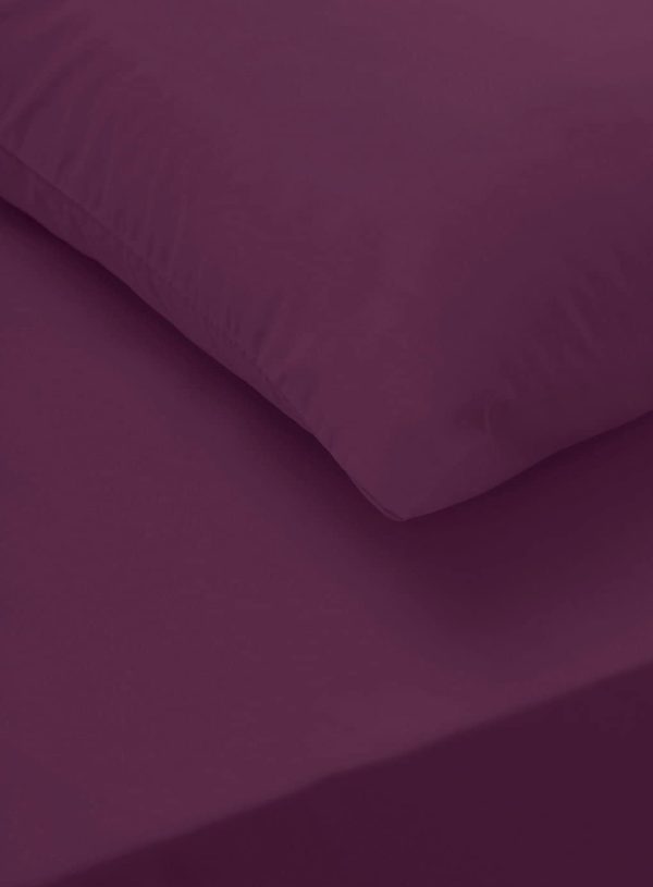 Sapphire Collection 200 Thread Count 100% Egyptian Cotton Fitted Sheet (Double, Aubergine)