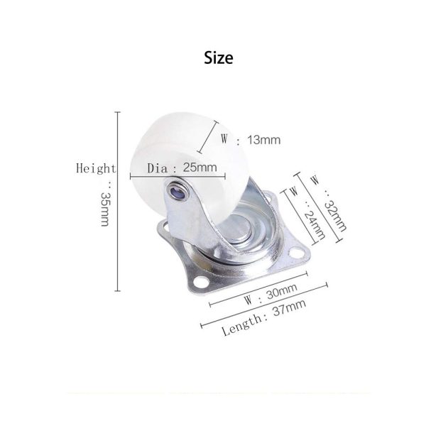 QOPAHI 25mm/1" Caster Wheels Single Wheel Swivel Casters with Rubber Base Ball Bearing Trolley Wheels for Furniture(Pack of 12) - Image 5