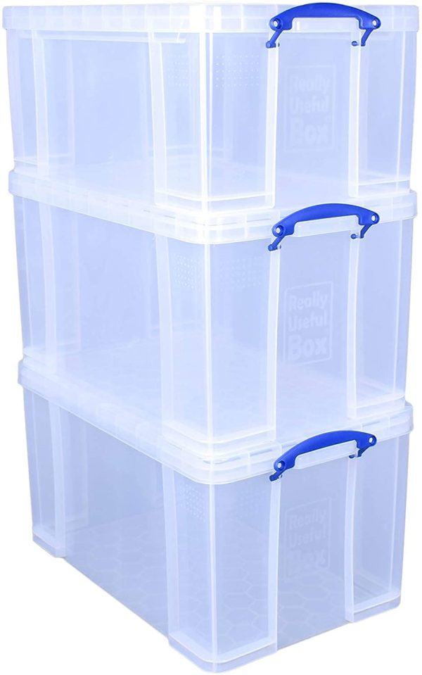 Really Useful Box 2x 84 Litre + 1x64 Litre Storage Box Clear, BP5181 - Image 3