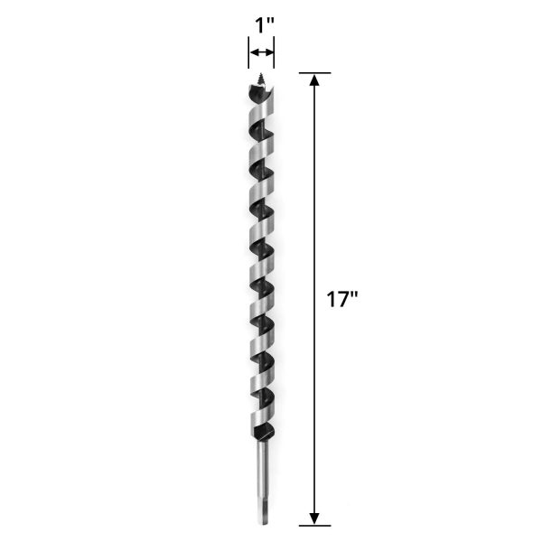 QWORK 1" x 17" Hardened Alloy Steel Ship Auger for Wood Drilling - Image 3