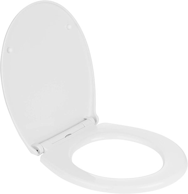 Quick Release Toilet Seat - with Soft Close Mechanism & Removable Hinges for Easy Cleaning - Universal Bathroom Bowl Seating with Thermoset Lid, ABS Cylinder, Fixings - 45.8x38x5cm, White - Image 2