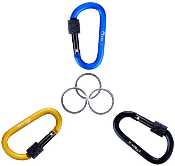 BEEWAY Locking Carabiner, Premium Aluminum Alloy D-Ring Carabiners Key Chain Clip Hook for Camping, Hiking, Traveling, Fishing, Backpack - Image 5