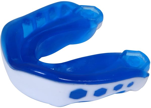 Gum Shields Adult Level Gel Mouth Guard MMA Boxing Braces Gum Karate Sparring Tooth Sensitive Combat Sports Rugby, Soccer Football, Muay Thai BJJ (Adult (12+), Blue / White)