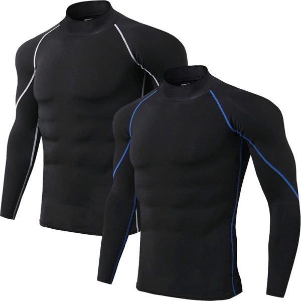 Holure Mens 2 Pack Base Layers Tops, Long Sleeve Gym Running Top Workout Shirts for Men Longsleeve - Image 6