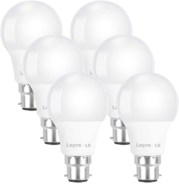 Bayonet Light Bulbs B22, 60W Equivalent, Warm White 2700K, 8W 806lm LED Bulb, BC A60 GLS Energy Saving Lightbulbs, Non-dimmable, Pack of 6 - Image 3