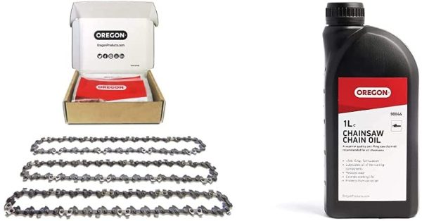 Oregon 91P 3-Pack Chainsaw Chain for 16-Inch (40 cm) Bar -57 Drive Links ?C low-kickback chain fits Titan, Gardenline, Black & Decker and more & Chainsaw Chain and Guide Bar Oil, 1 Litre Bottle (90844) - Image 5