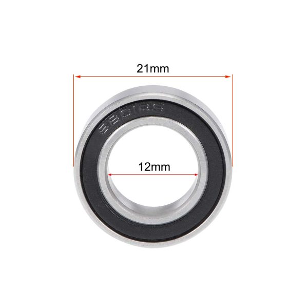 sourcing map 6801-2RS Deep Groove Ball Bearing 12x21x5mm Double Sealed Chrome Steel Bearings - Image 4