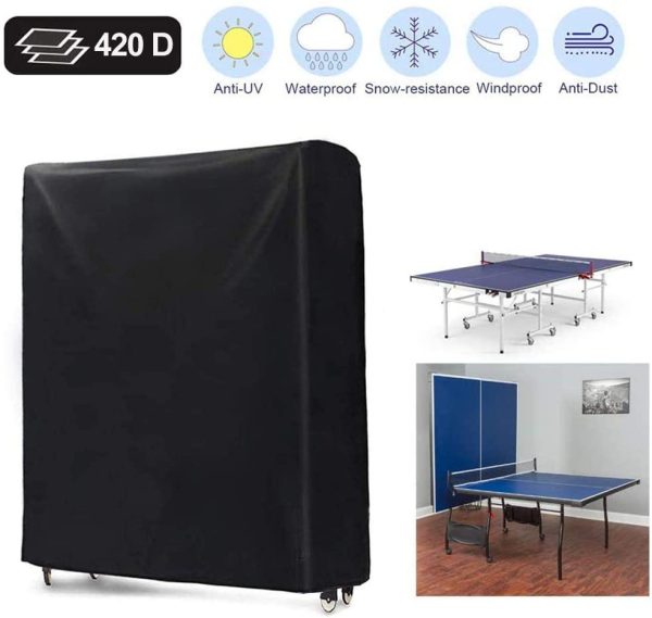 KILLIAN'S Store  Table Cover 420D Indoor Outdoor Oxford Fabric Waterproof Dustproof Heavy Duty Ping Pong Table Protector Cover 165x70x185cm