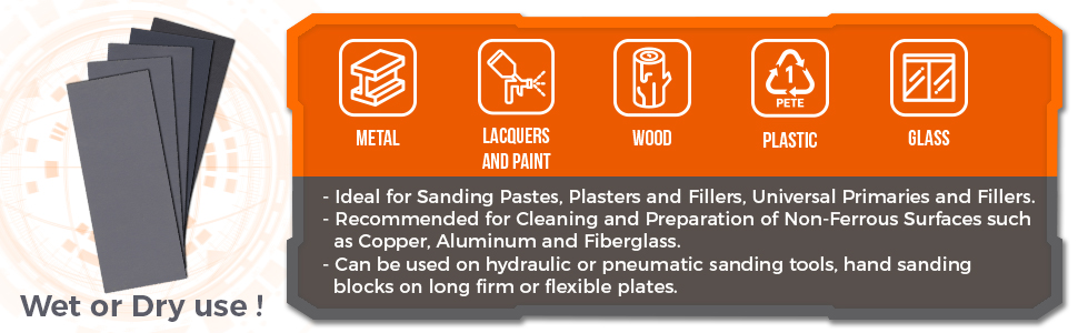 Optimal for metal, lacquers and paint, wood, plastic, and glass