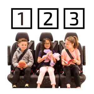 Image of 3 children sitting in a row using BubbleBum booster seats