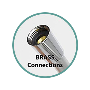 brass connections shower fitting robust tube flexible plastic smooth shiny silver gray