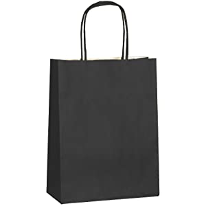 BLACK SMALL PAPER PARTY BAGS WITH HANDLES 