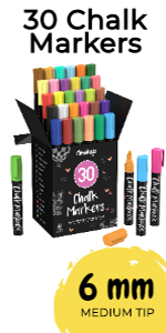 Pack of 30 Neon and Classic Chalk Markers