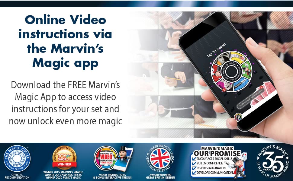 Online Video Instructions via the Marvin's Magic App
