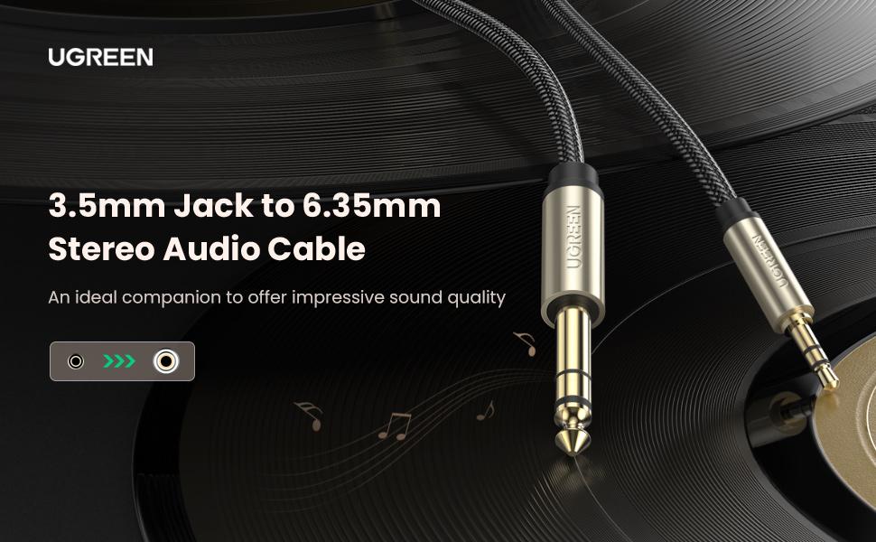 3.5mm to 6.35mm stereo audio cable